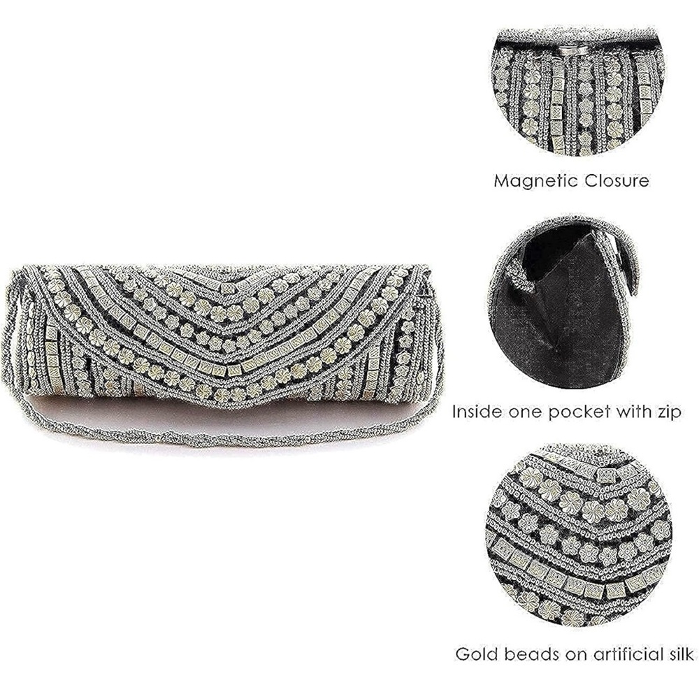 Chic Black and Gold Beaded Clutch / Purse - Picture 6 of 6